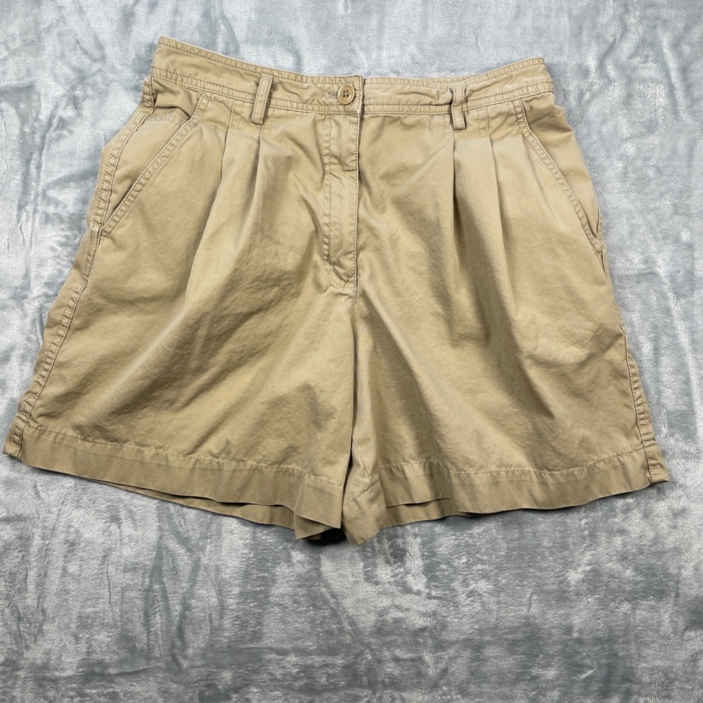 DKNY Jeans Womens Size 12 Tan Khaki Pleated Shorts Ladies Casual Everyday